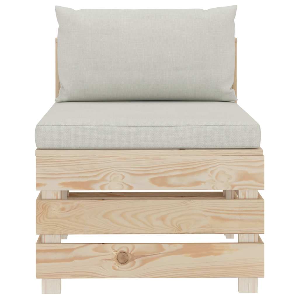 Set Divani da Giardino Pallet 4 pz con Cuscini Beige in Legno