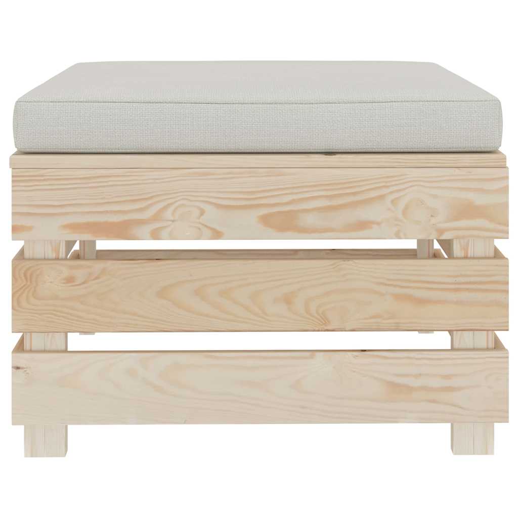 Set Divani da Giardino Pallet 4 pz con Cuscini Beige in Legno