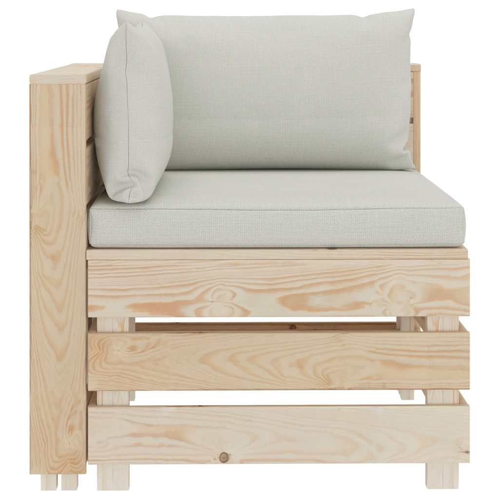 Set Divani da Giardino Pallet 4 pz con Cuscini Beige in Legno