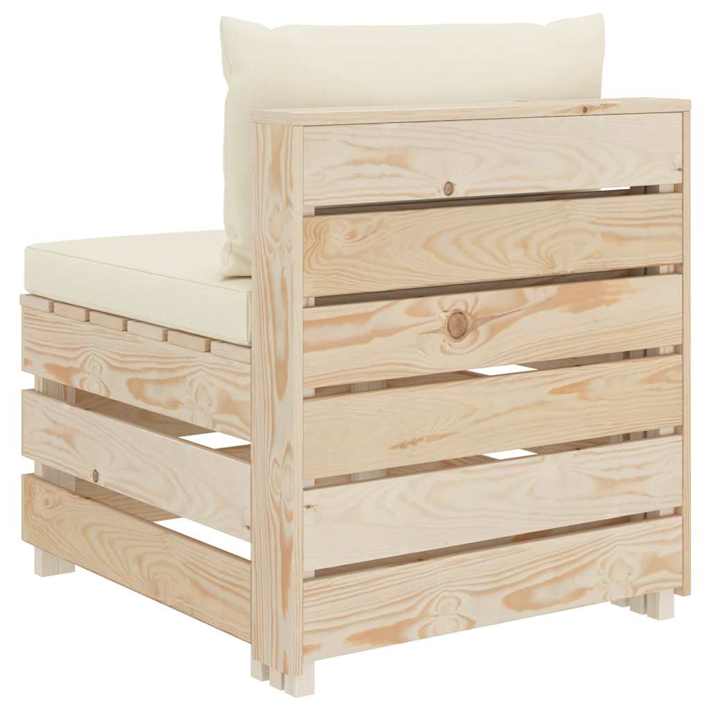 Divano da Giardino in Pallet 3 Posti con Cuscini Crema in Legno