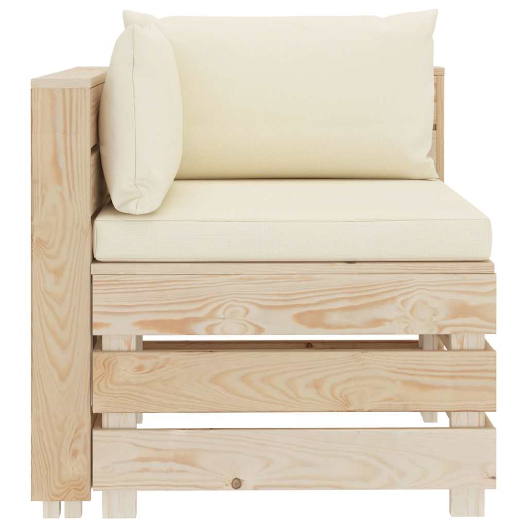 Divano da Giardino in Pallet 3 Posti con Cuscini Crema in Legno