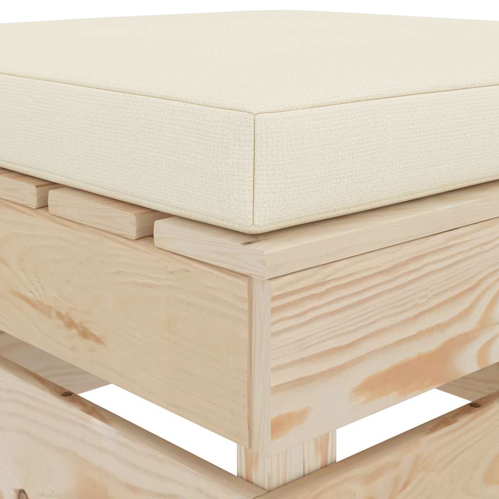 Set Divani da Giardino Pallet 4 pz con Cuscini Crema in Legno