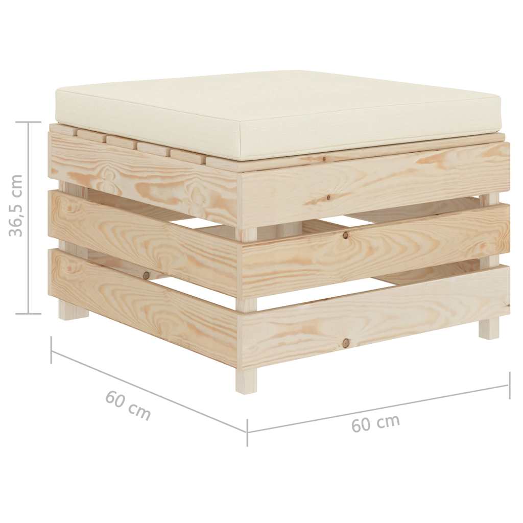 Set Divani da Giardino Pallet 4 pz con Cuscini Crema in Legno