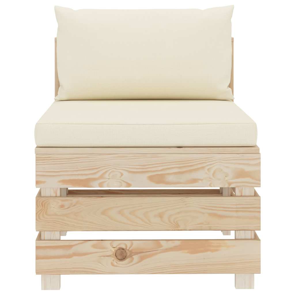 Set Divani da Giardino Pallet 4 pz con Cuscini Crema in Legno