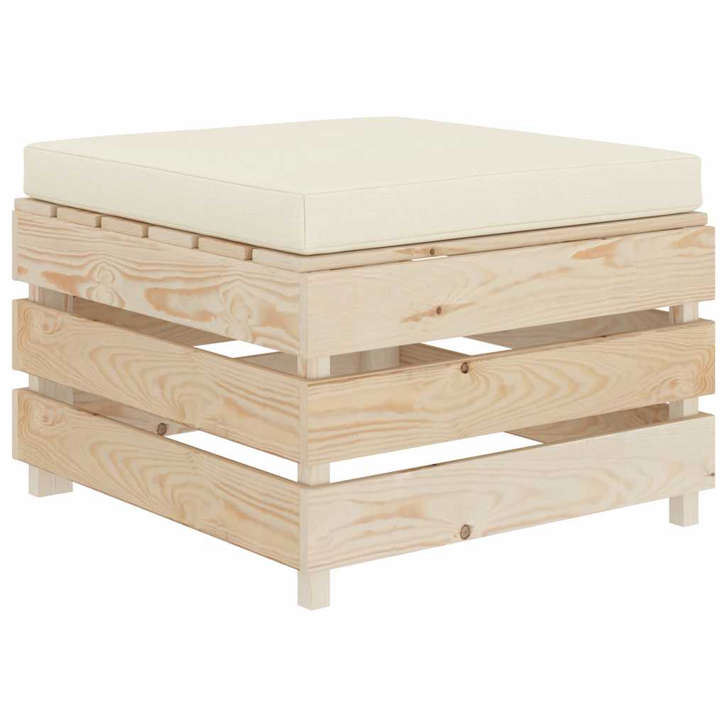 Set Divani da Giardino Pallet 4 pz con Cuscini Crema in Legno