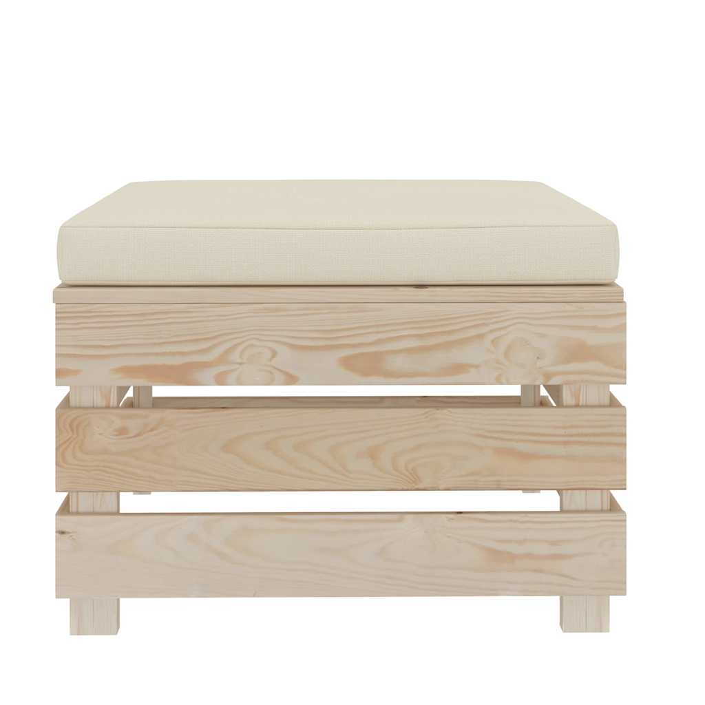 Set Divani da Giardino Pallet 4 pz con Cuscini Crema in Legno