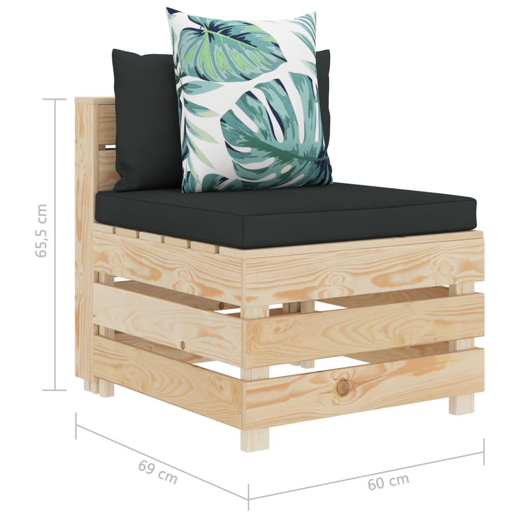Divano da Giardino in Pallet 3 Posti Cuscini con Fiori in Legno