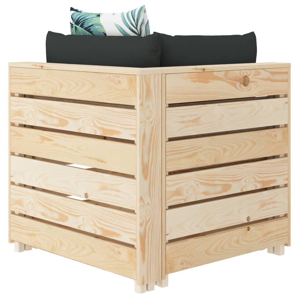 Divano da Giardino in Pallet 3 Posti Cuscini con Fiori in Legno