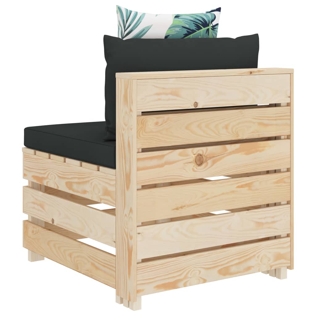 Divano da Giardino in Pallet 3 Posti Cuscini con Fiori in Legno