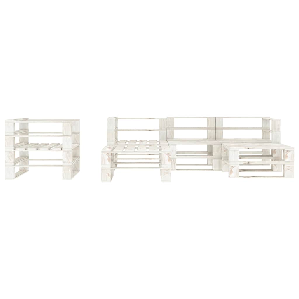 Set Salotto da Giardino 6 pz Pallet in Legno Bianco