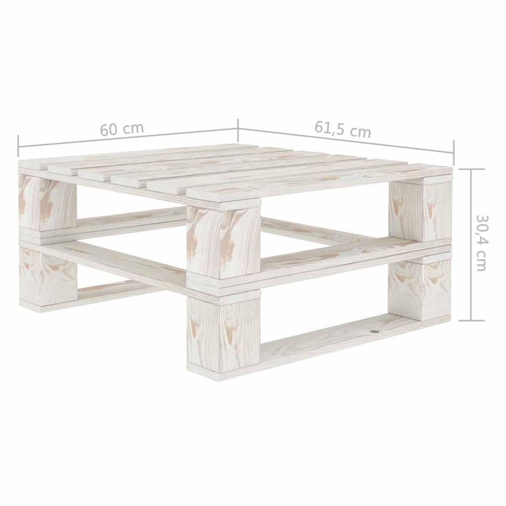 Set Salotto da Giardino 6 pz Pallet in Legno Bianco