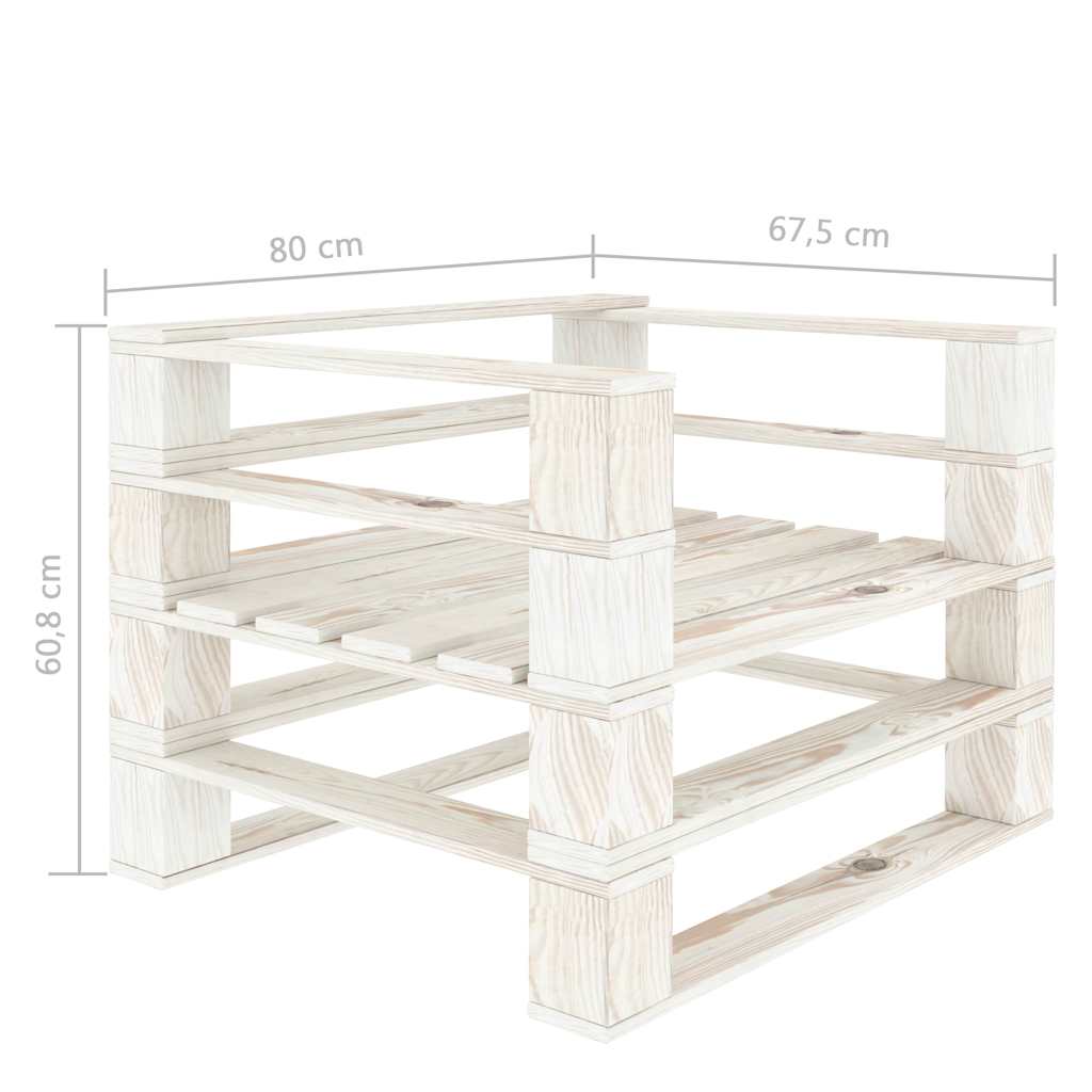 Set Salotto da Giardino 6 pz Pallet in Legno Bianco