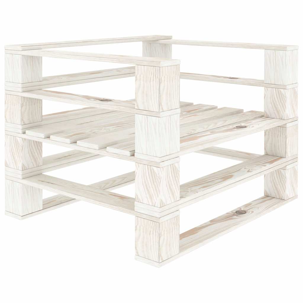 Set Salotto da Giardino 6 pz Pallet in Legno Bianco