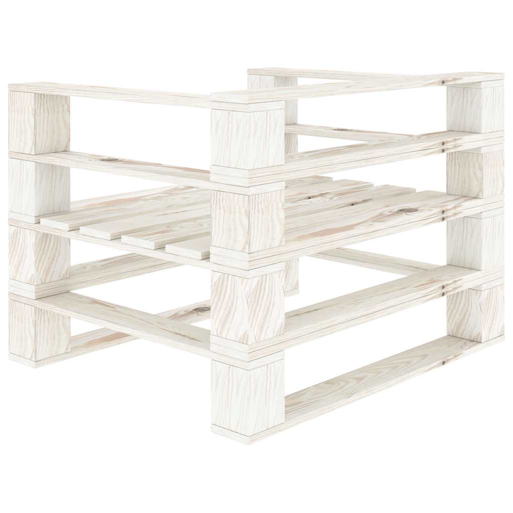 Set Salotto da Giardino 6 pz Pallet in Legno Bianco