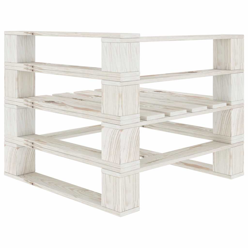 Set Salotto da Giardino 6 pz Pallet in Legno Bianco