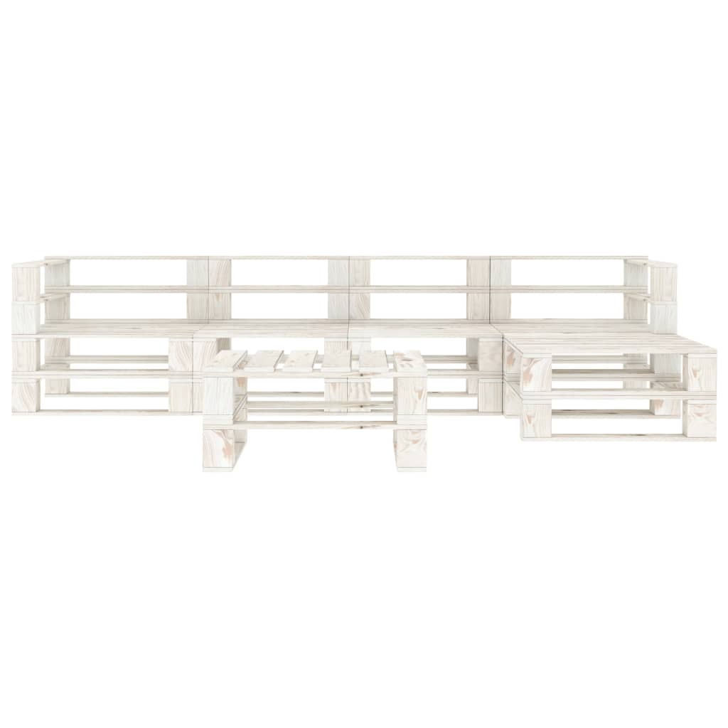 Set Salotto da Giardino 6 pz Pallet in Legno Bianco