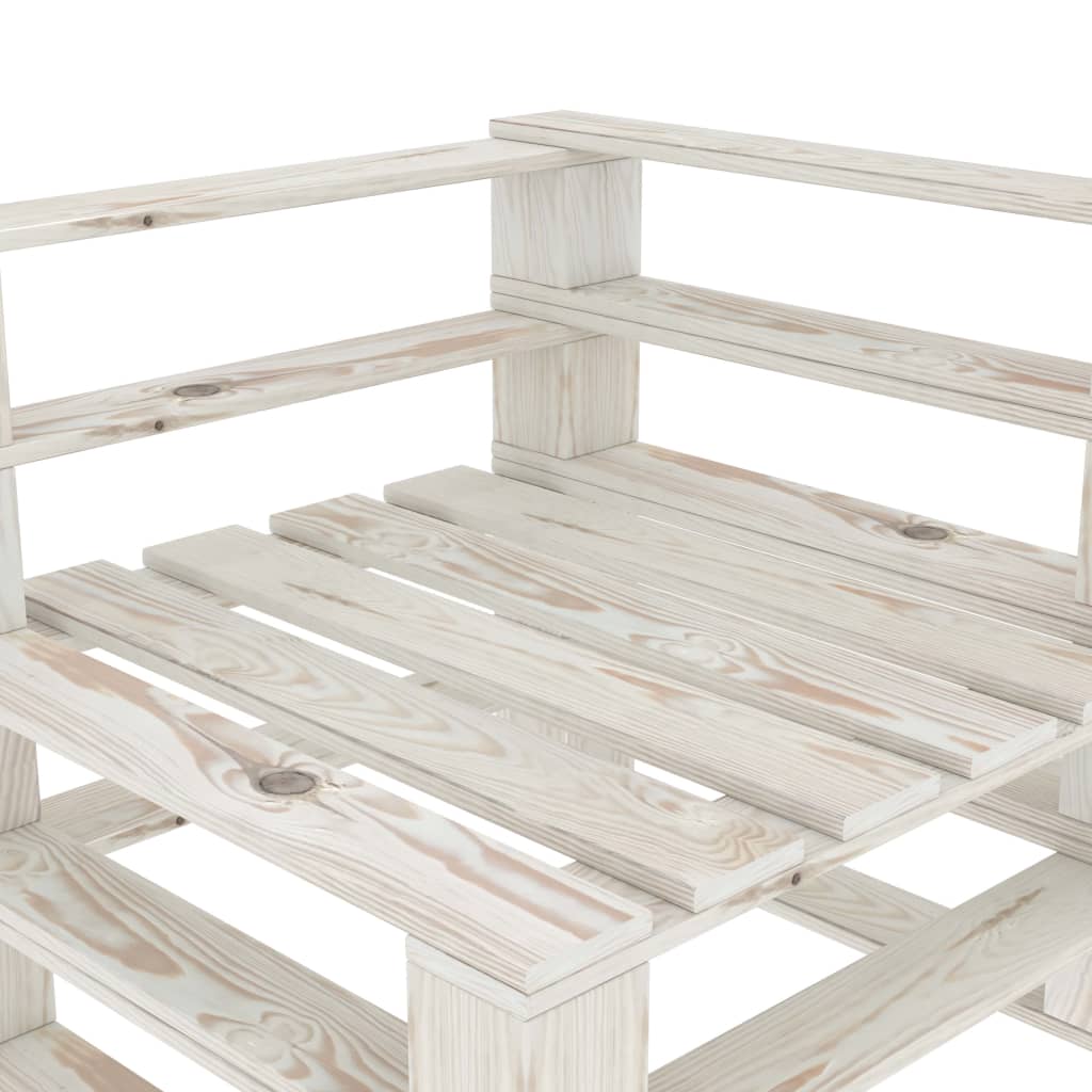 Set Salotto da Giardino 6 pz Pallet in Legno Bianco