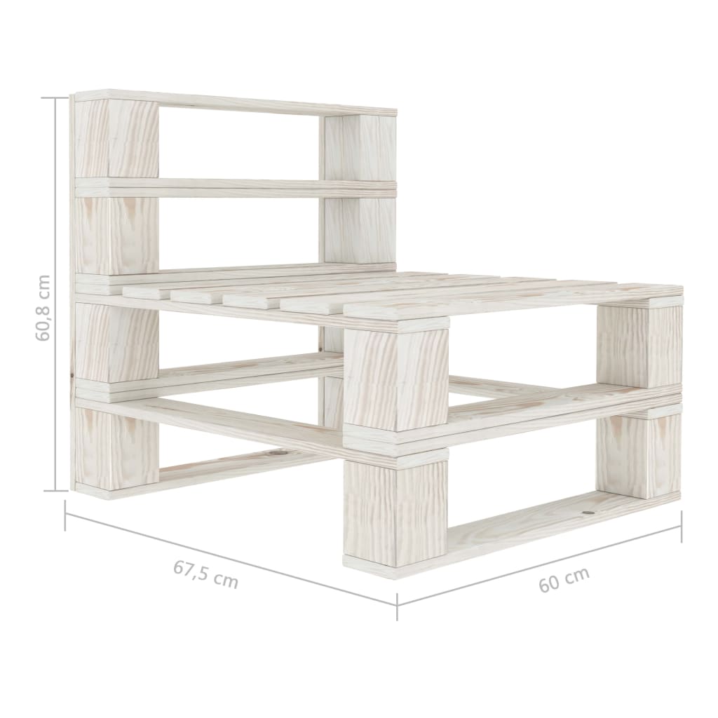 Set Salotto da Giardino 6 pz Pallet in Legno Bianco