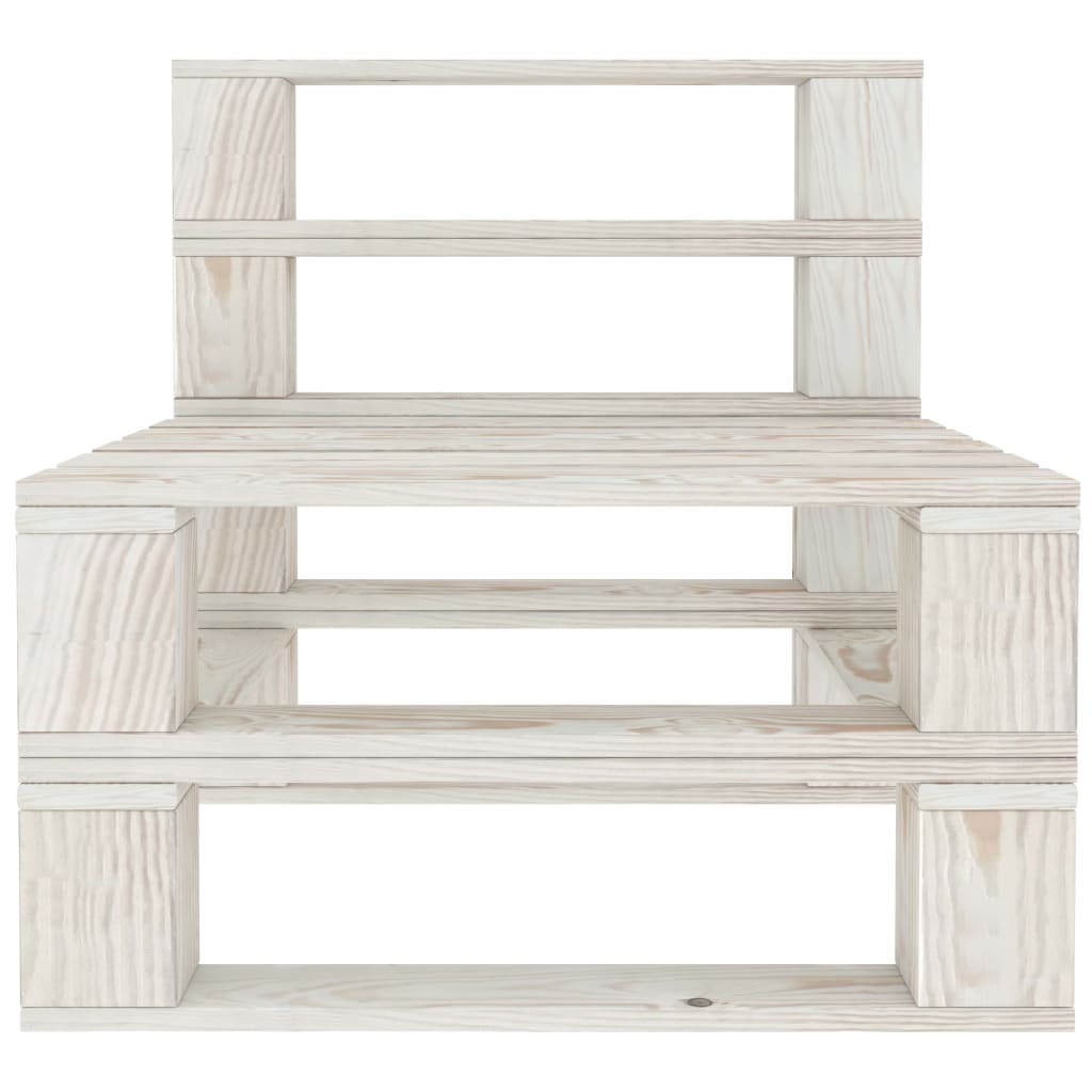 Set Salotto da Giardino 6 pz Pallet in Legno Bianco