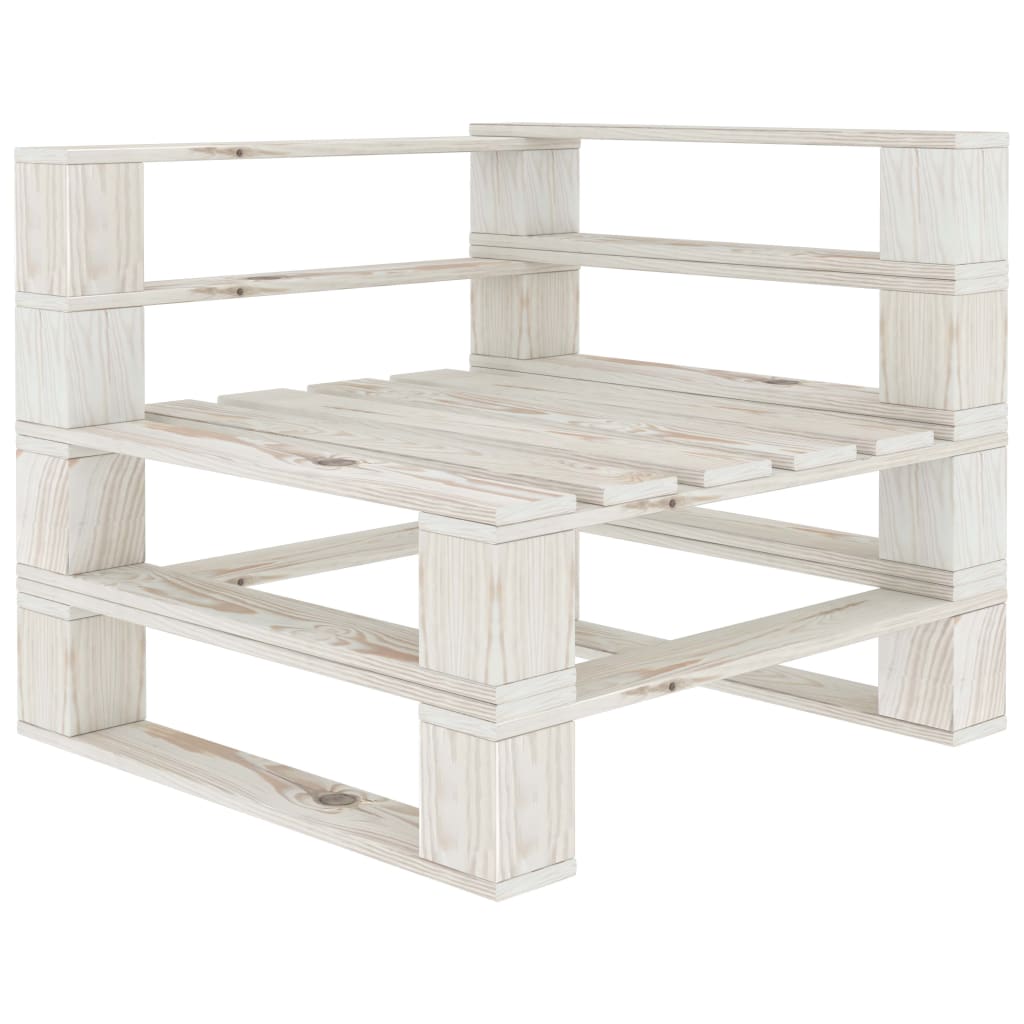 Set Salotto da Giardino 6 pz Pallet in Legno Bianco
