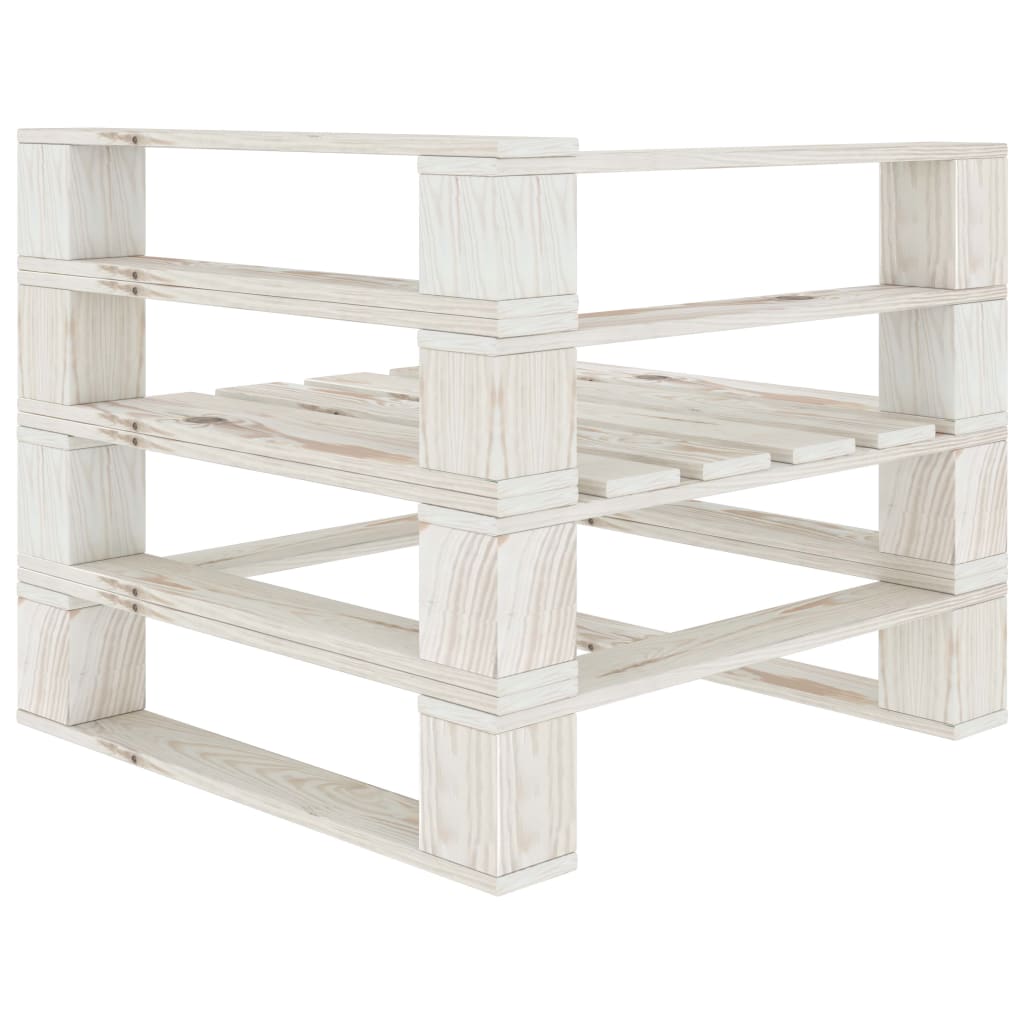 Set Salotto da Giardino 6 pz Pallet in Legno Bianco