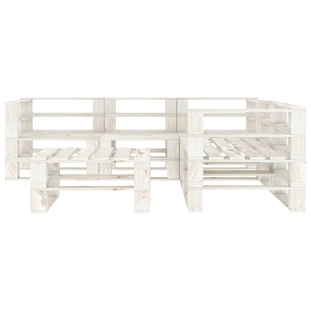 Set Salotto da Giardino 6 pz Pallet in Legno Bianco