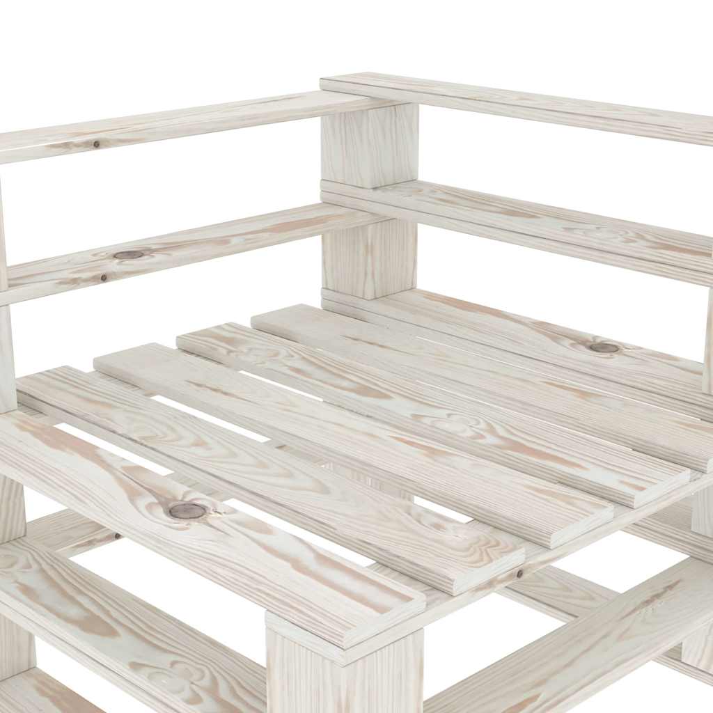 Set Salotto da Giardino 6 pz Pallet in Legno Bianco
