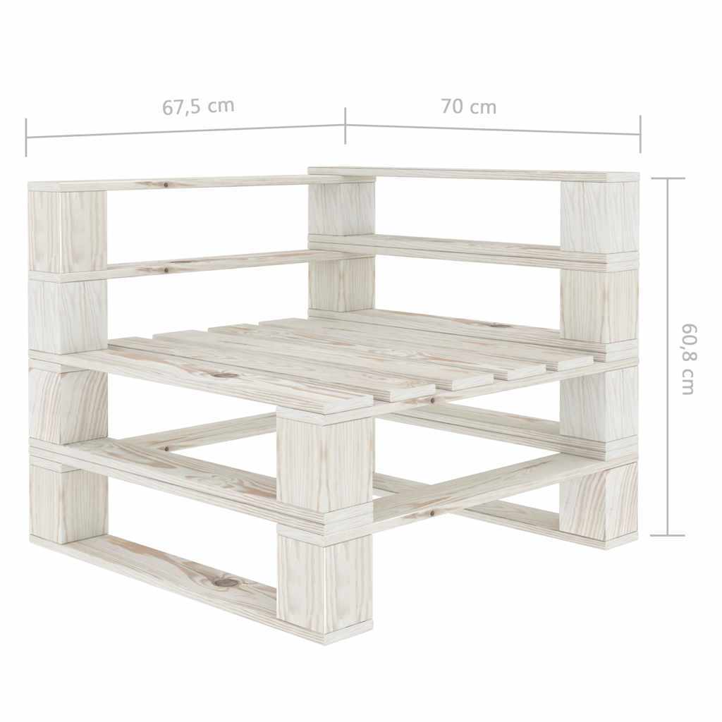 Set Salotto da Giardino 6 pz Pallet in Legno Bianco