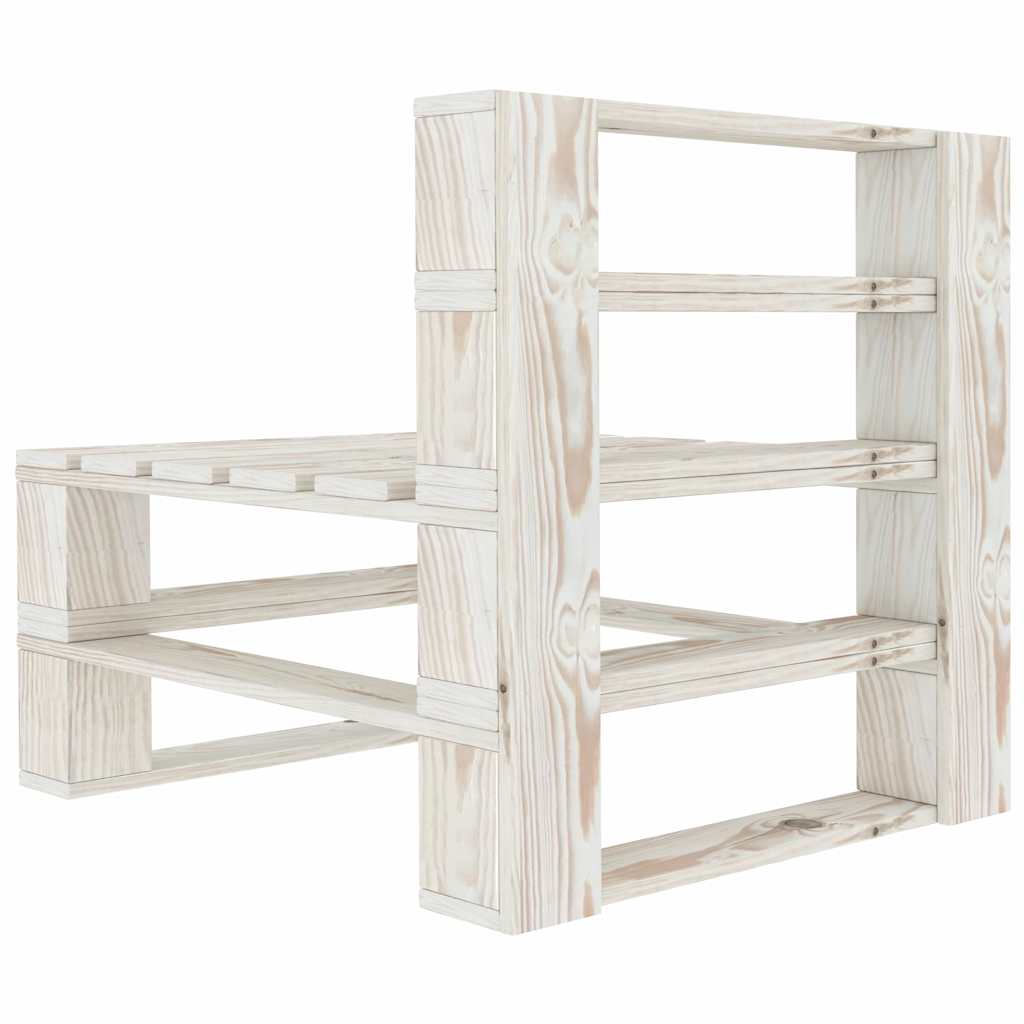 Set Salotto da Giardino 6 pz Pallet in Legno Bianco