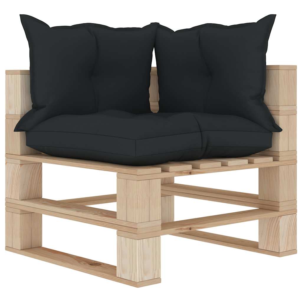 Set Divani da Giardino Pallet 4pz Antracite con Cuscini",