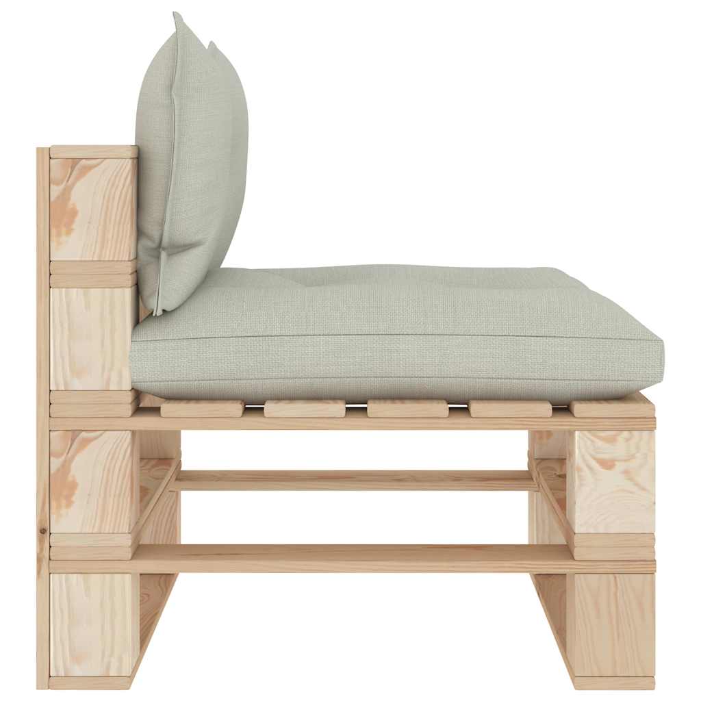 Set Divani da Giardino Pallet 4 pz con Cuscini Beige in Legno