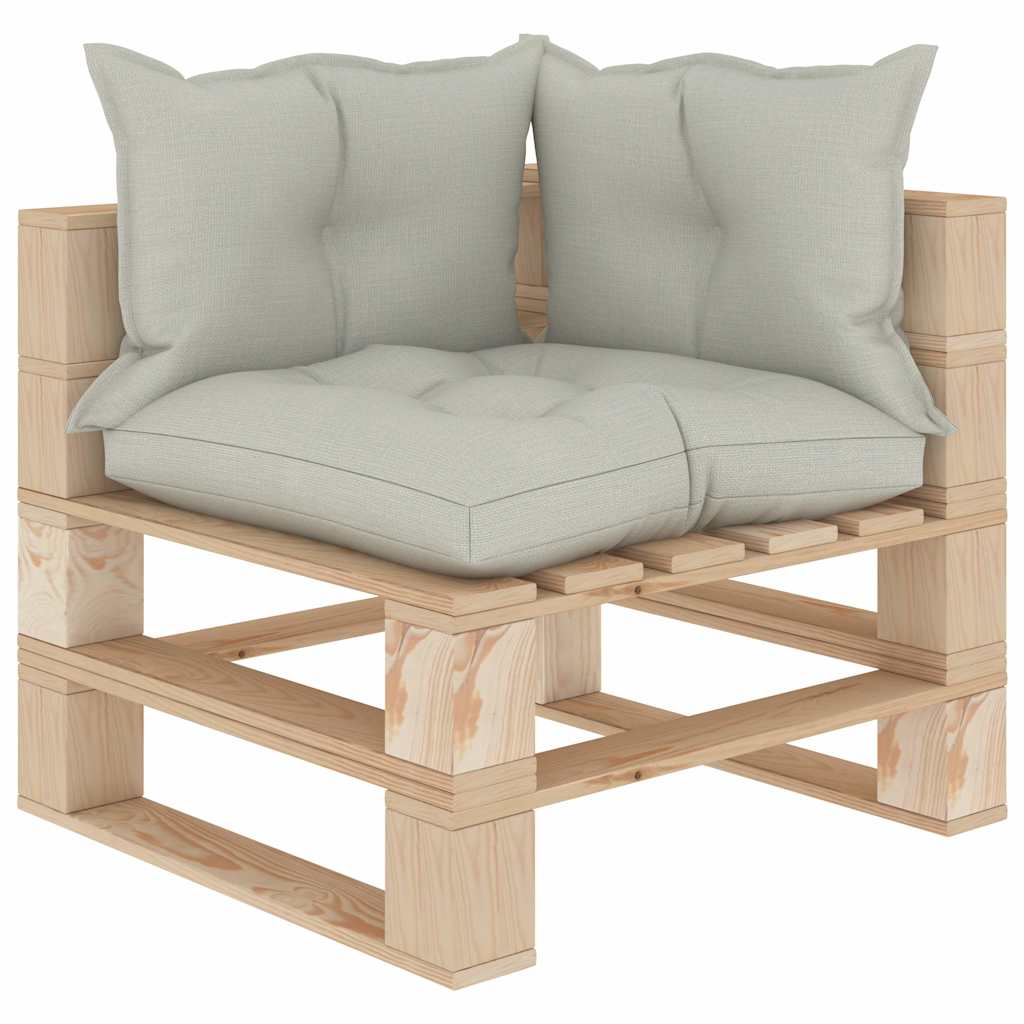 Set Divani da Giardino Pallet 4 pz con Cuscini Beige in Legno