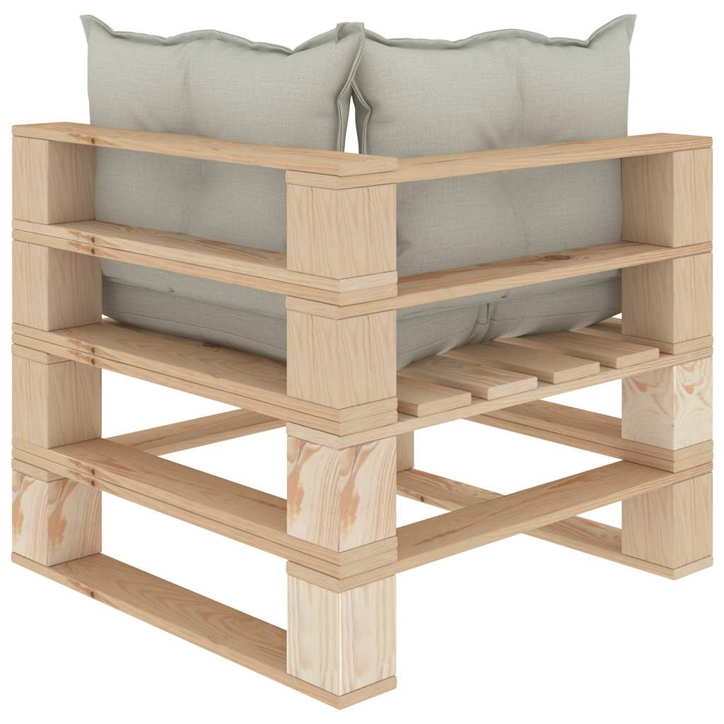 Set Divani da Giardino Pallet 4 pz con Cuscini Beige in Legno