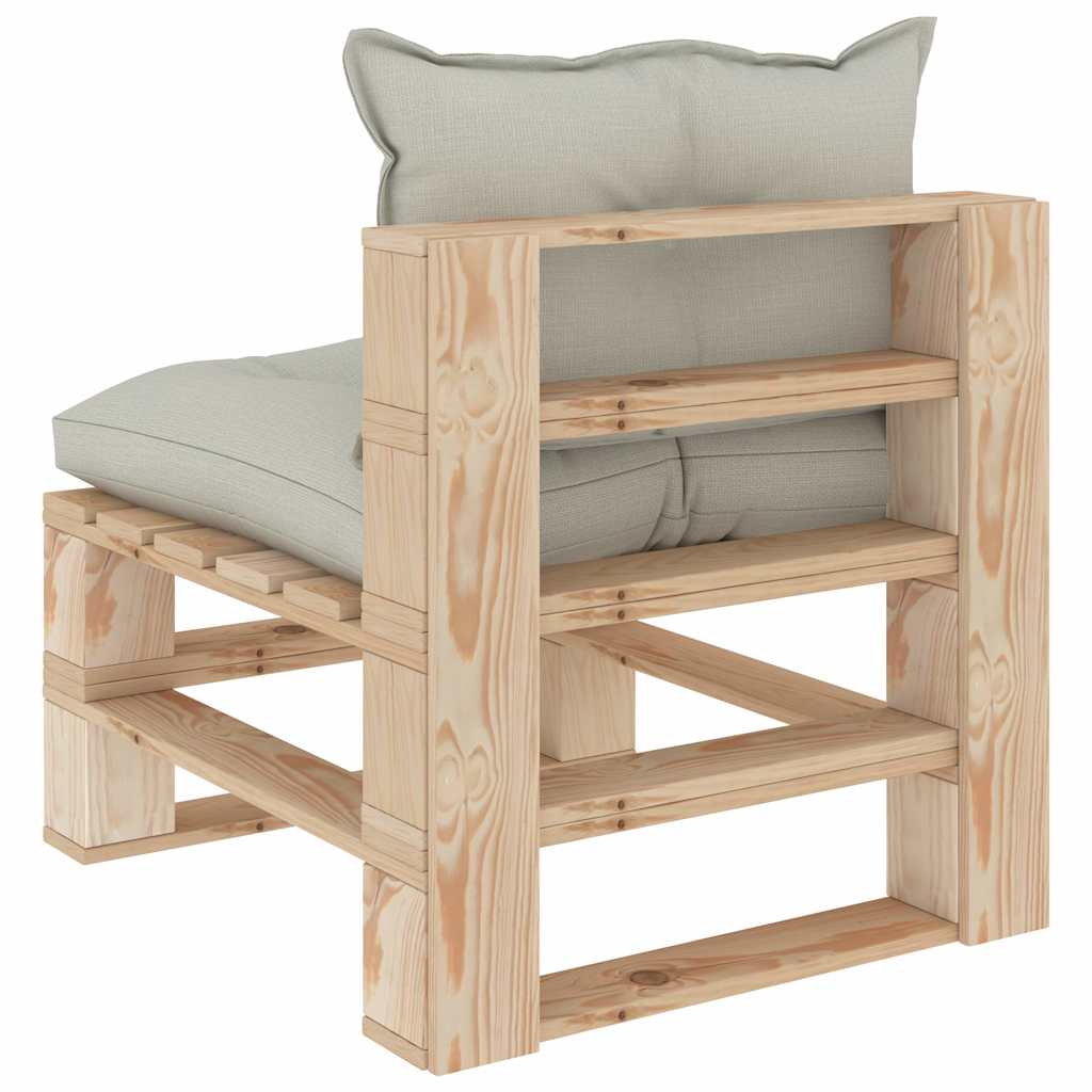 Set Divani da Giardino Pallet 4 pz con Cuscini Beige in Legno