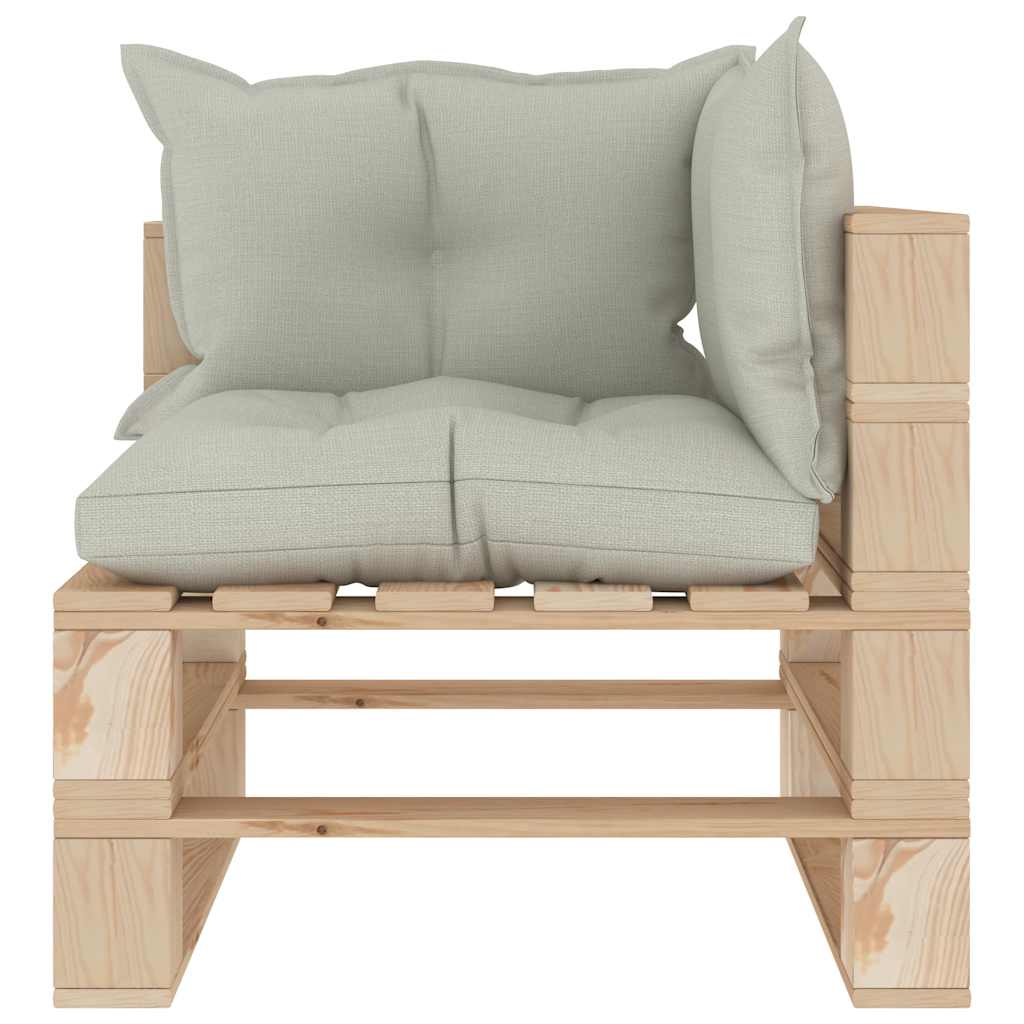 Set Divani da Giardino Pallet 4 pz con Cuscini Beige in Legno
