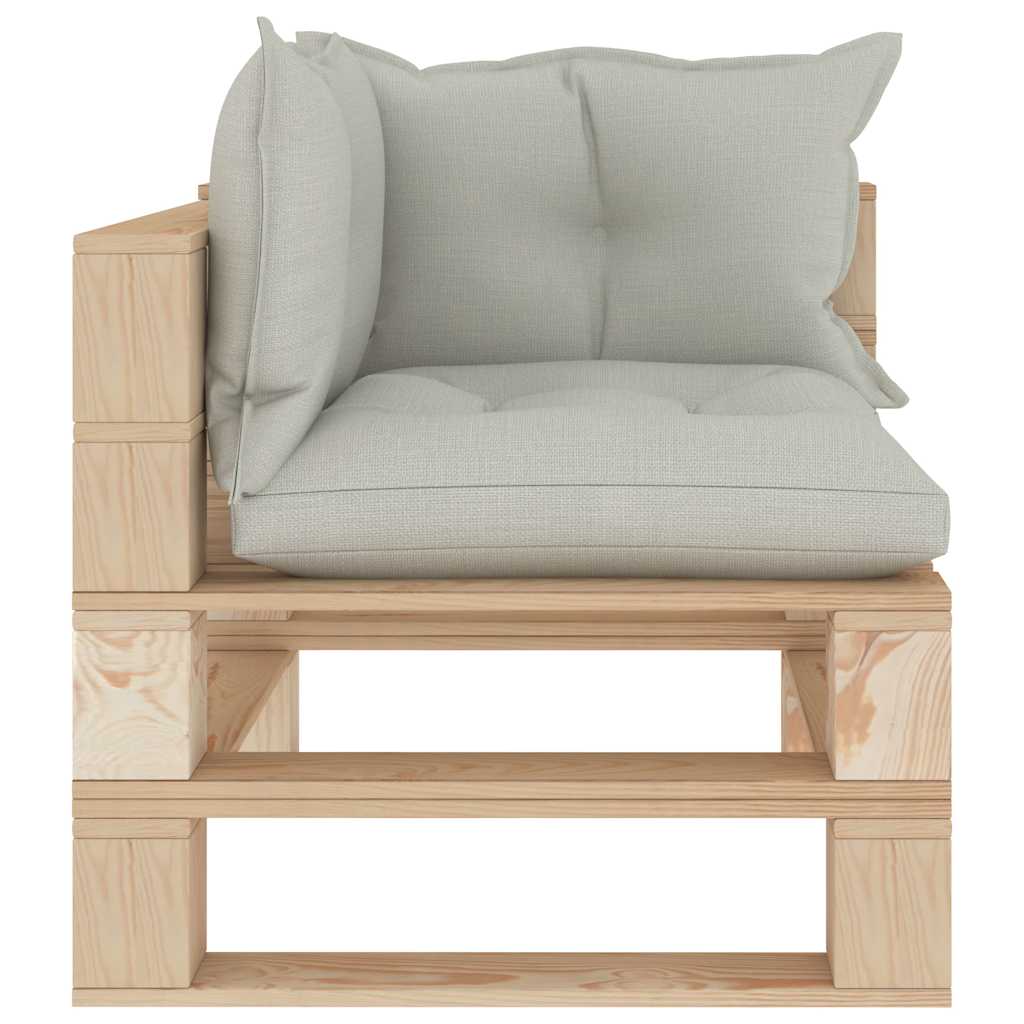 Set Divani da Giardino Pallet 4 pz con Cuscini Beige in Legno