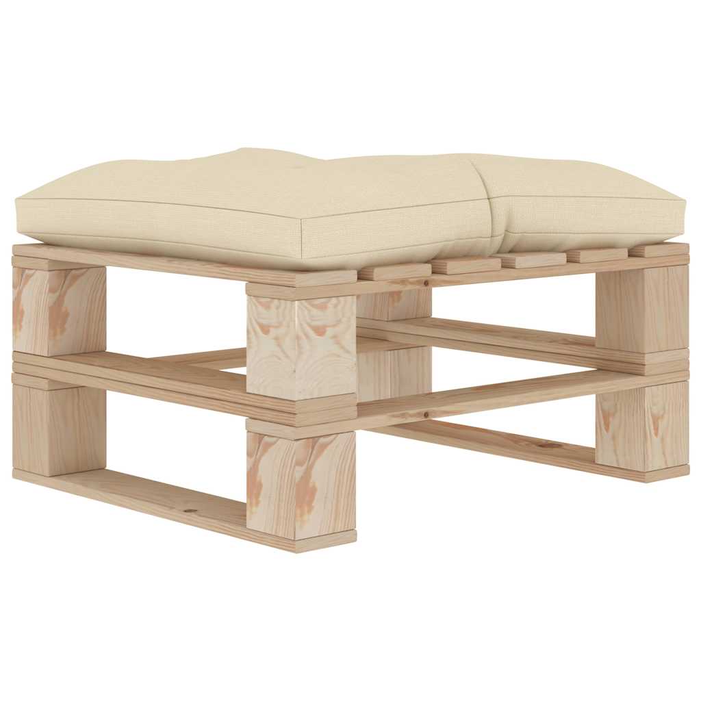 Set Divani da Giardino Pallet 4 pz con Cuscini Crema in Legno