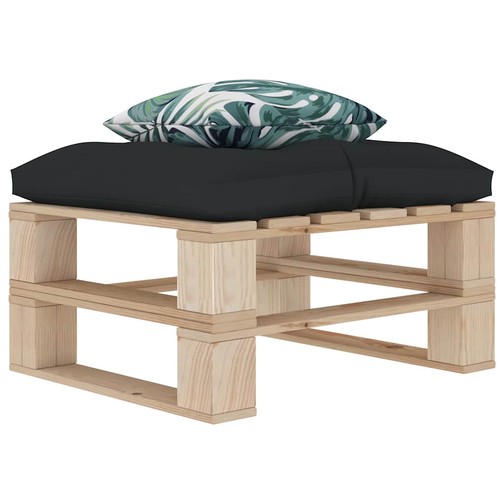 Divani Giardino Pallet 4 pz Cuscini Antracite e Fiori in Legno