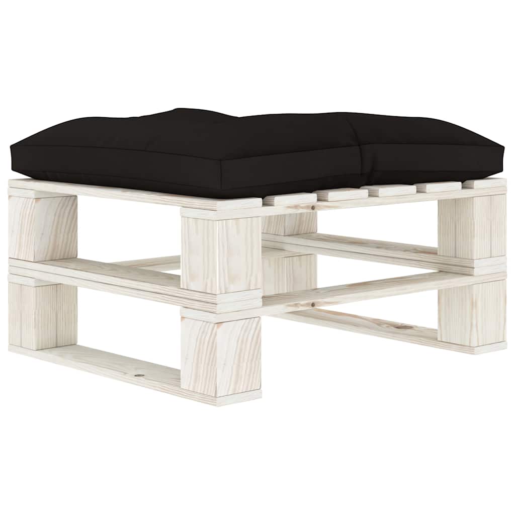 Set Salotto da Giardino su Pallet 5pz con Cuscini Neri in Legno