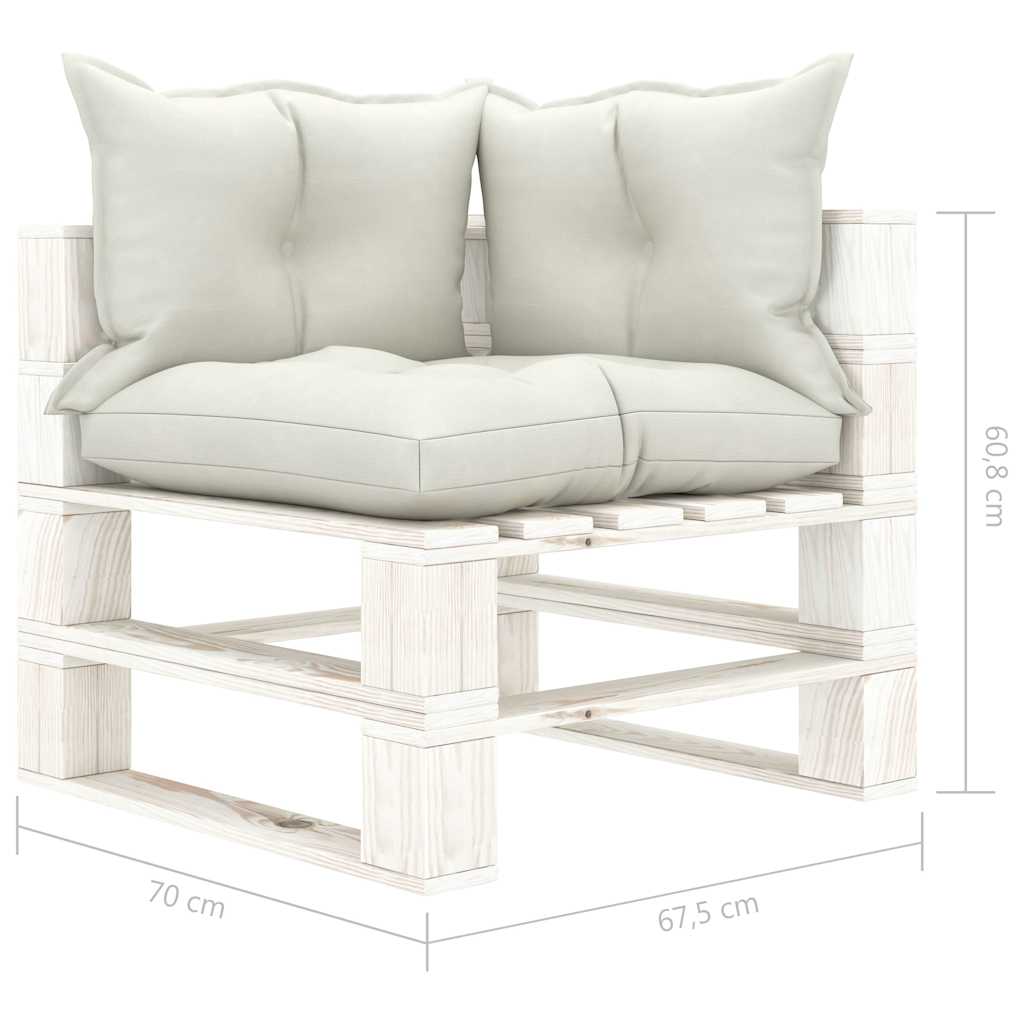 Divano da Giardino in Pallet 4 Posti con Cuscini Beige in Legno
