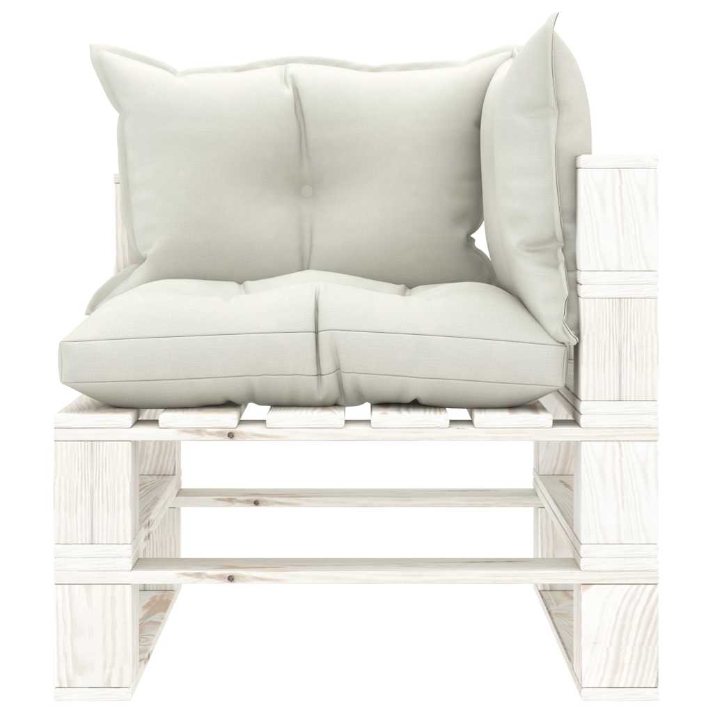 Divano da Giardino in Pallet 4 Posti con Cuscini Beige in Legno