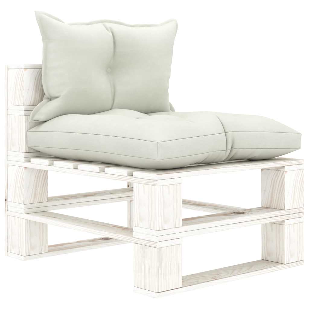 Divano da Giardino in Pallet 4 Posti con Cuscini Beige in Legno