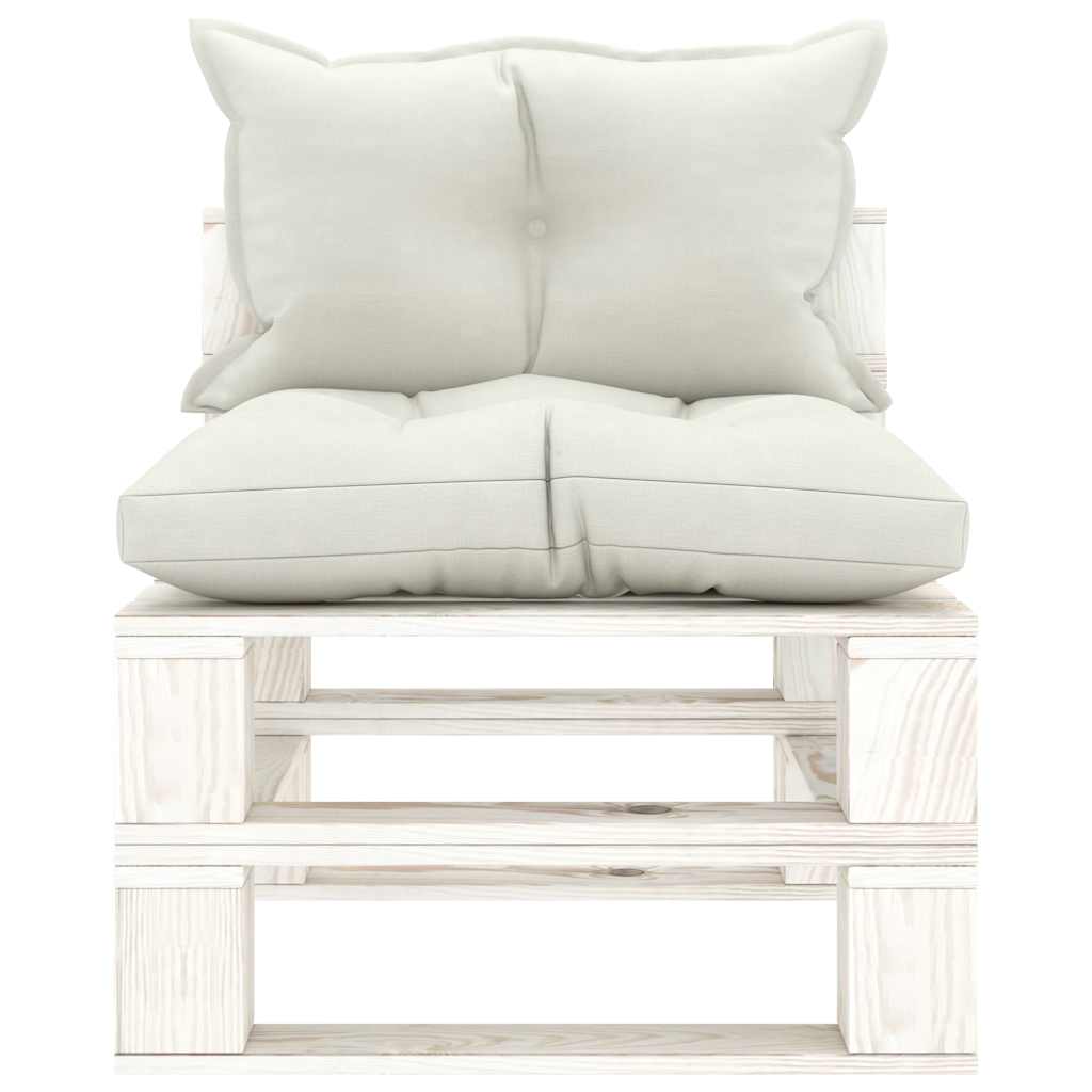 Divano da Giardino in Pallet 4 Posti con Cuscini Beige in Legno