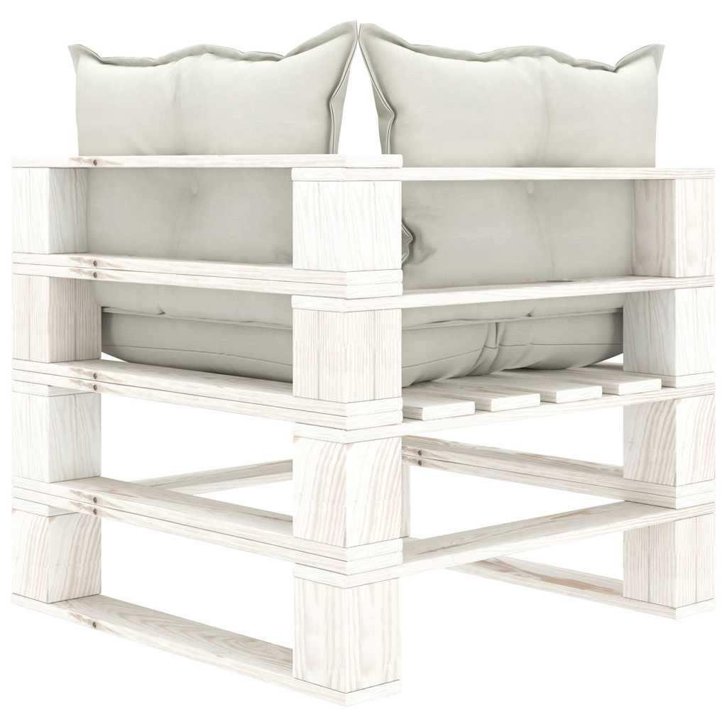 Divano da Giardino in Pallet 4 Posti con Cuscini Beige in Legno
