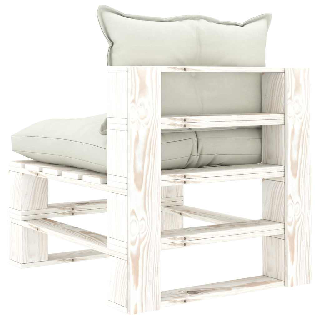 Divano da Giardino in Pallet 4 Posti con Cuscini Beige in Legno