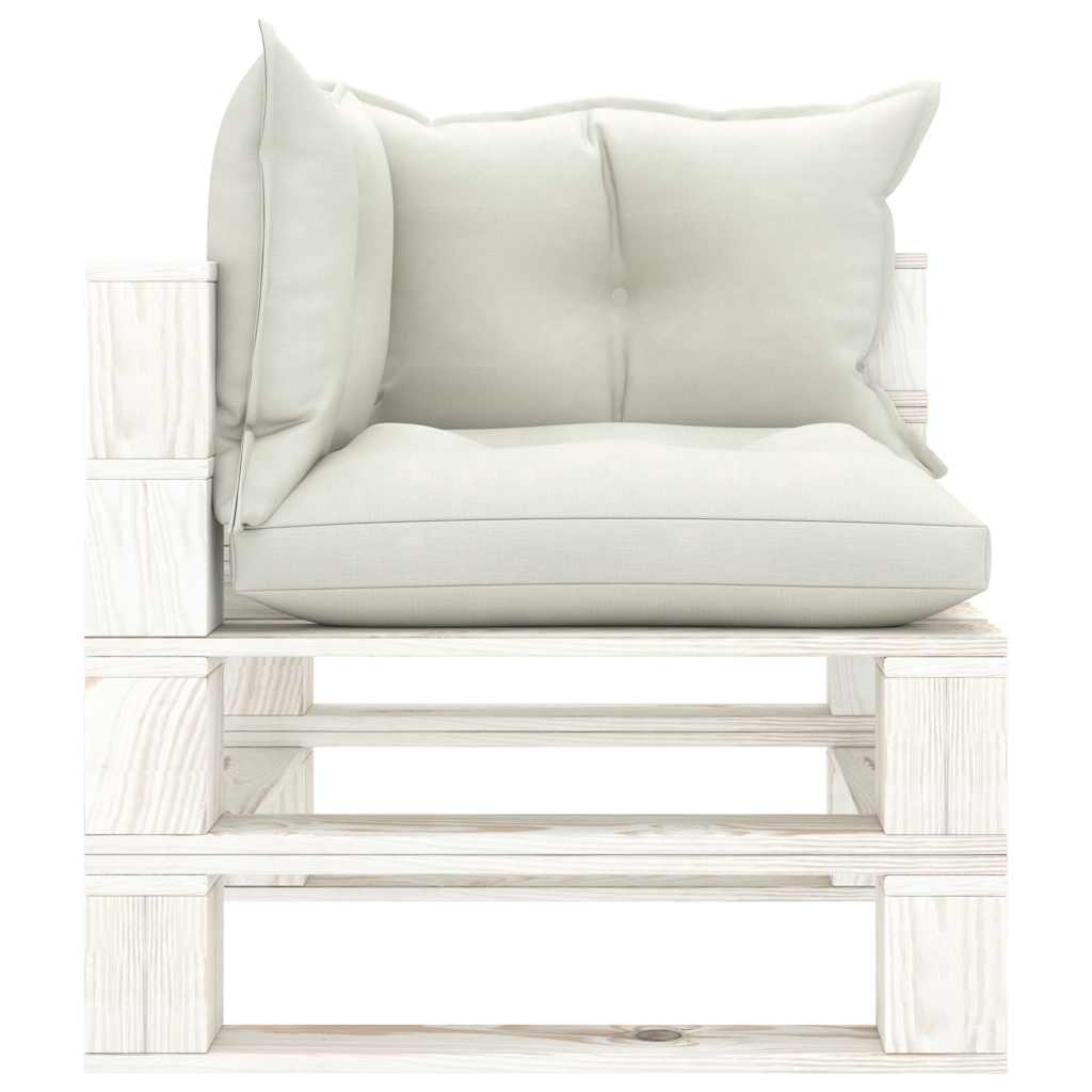 Divano da Giardino in Pallet 4 Posti con Cuscini Beige in Legno
