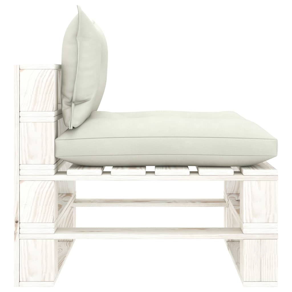 Divano da Giardino in Pallet 4 Posti con Cuscini Beige in Legno