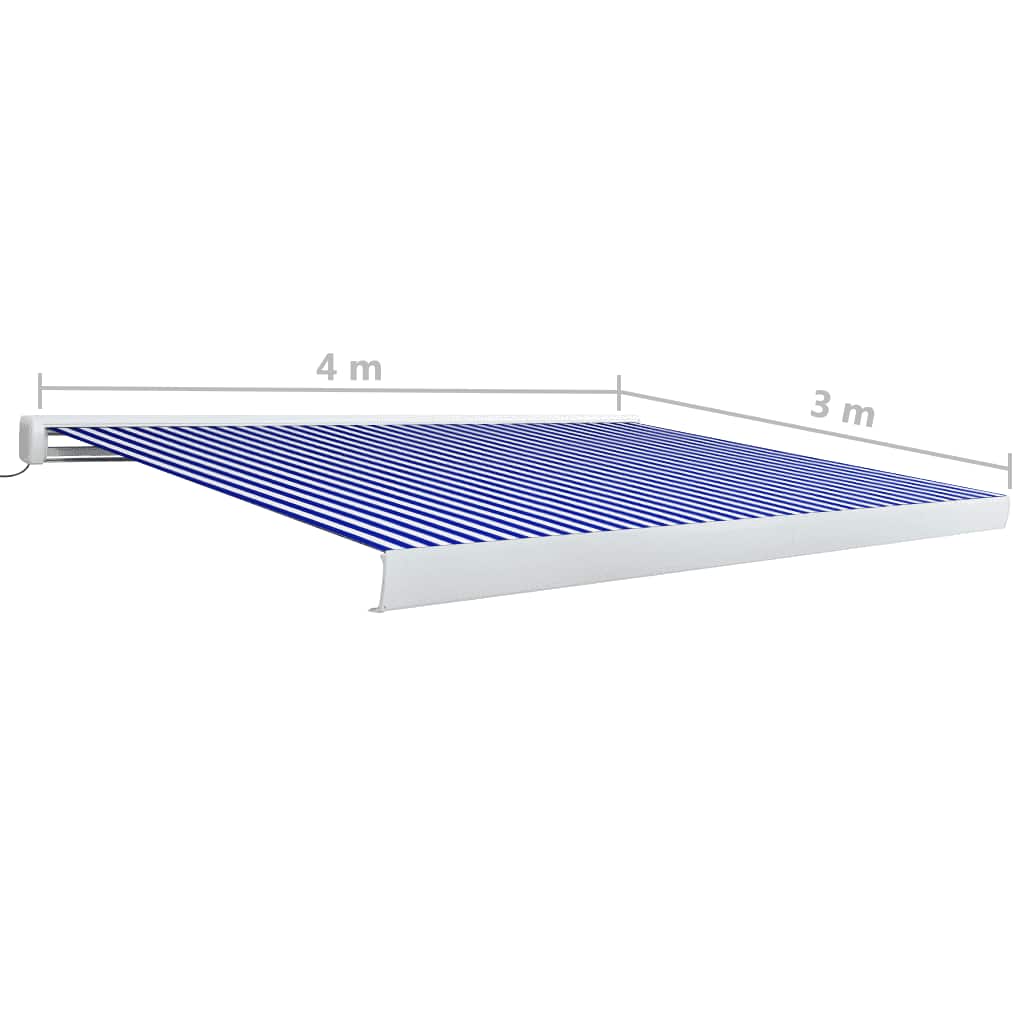 Tenda a Cassonetto Motorizzata 400x300 cm Blu e Bianco
