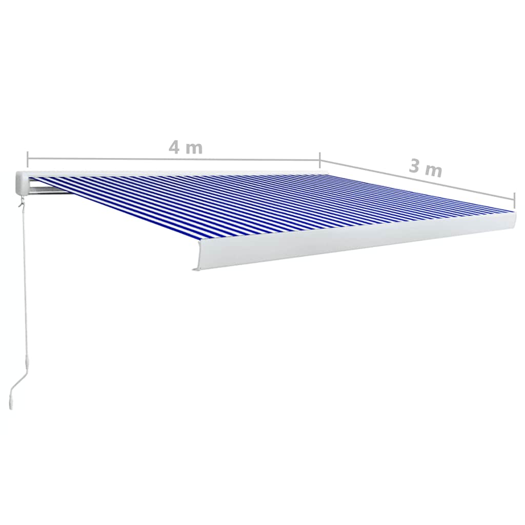 Tenda a Cassonetto Manuale 400x300 cm Blu e Bianca