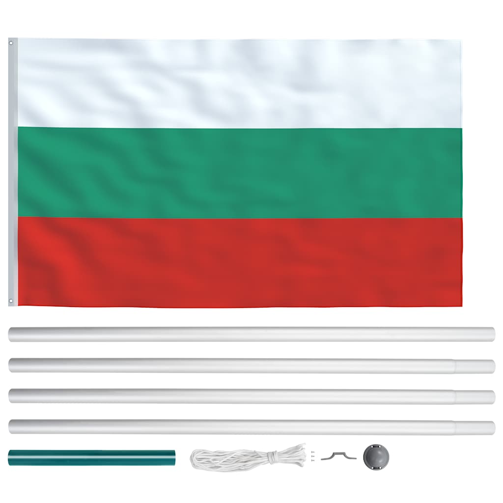 Bandiera della Bulgaria con Pennone in Alluminio 6,2 m